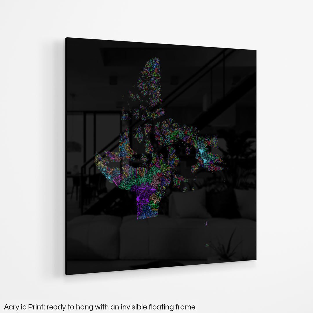 Nunavut - River basin map, pastel colours - Wall Art
