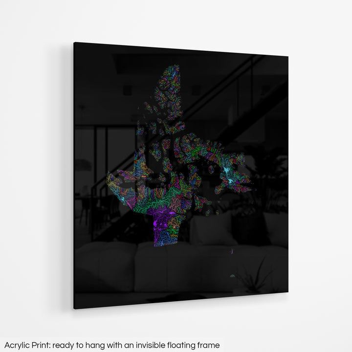 Nunavut - River basin map, pastel colours - Wall Art
