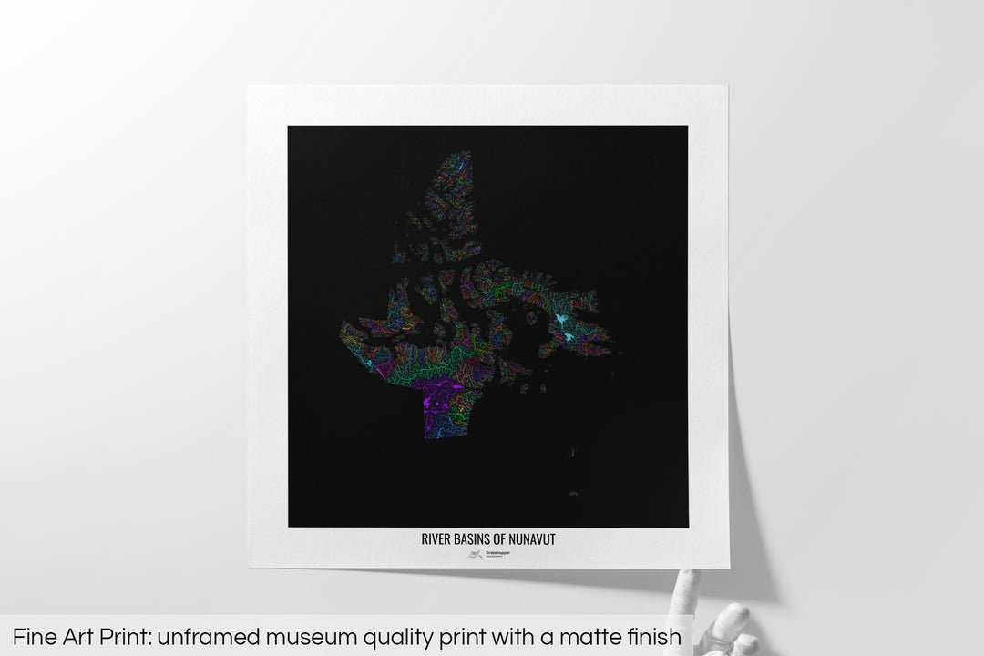 Nunavut - River basin map, pastel colours - Wall Art