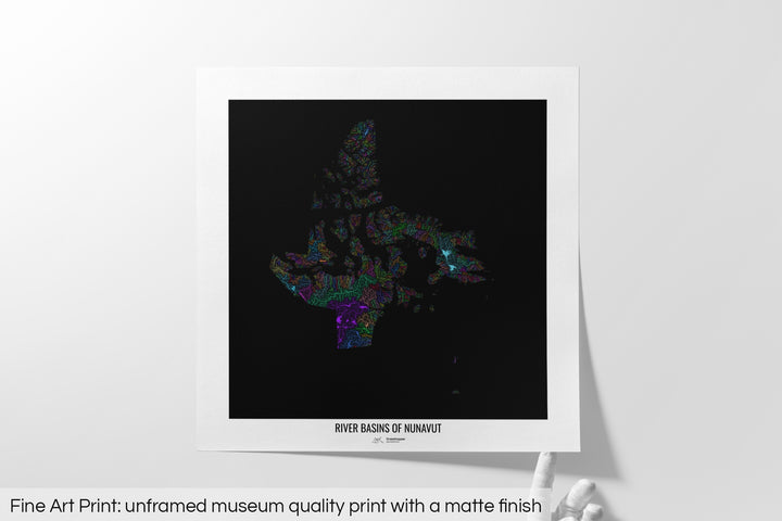 Nunavut - River basin map, pastel colours - Wall Art