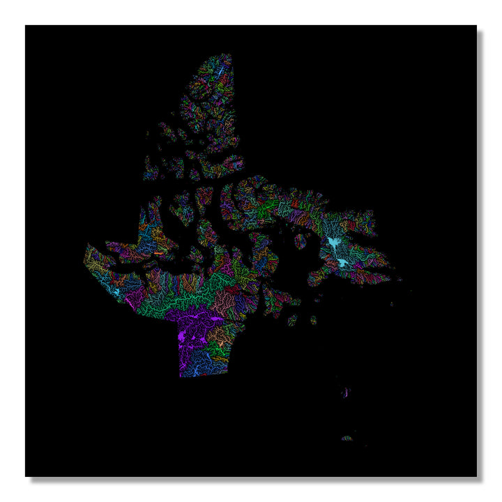 Nunavut - River basin map, pastel colours - Wall Art