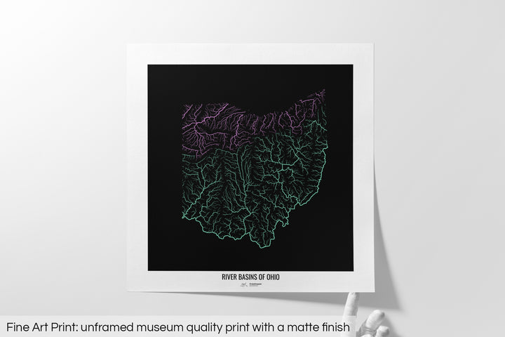 Ohio - River basin map, pastel colours - Wall Art