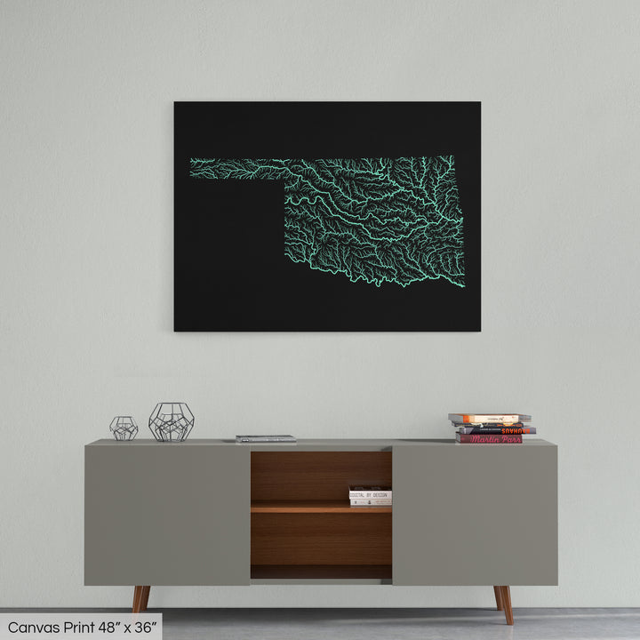 Oklahoma - River basin map, pastel colours - Wall Art