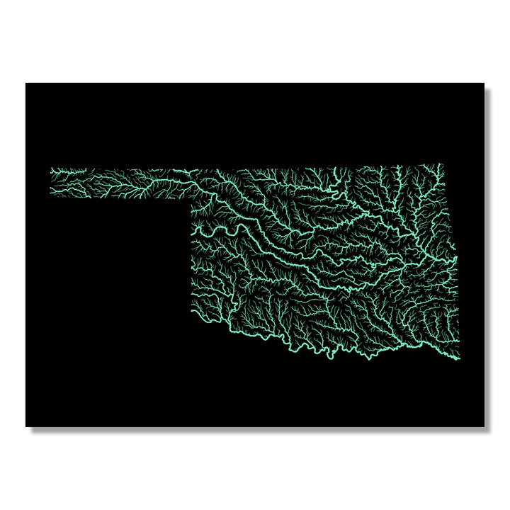 Oklahoma - River basin map, pastel colours - Wall Art