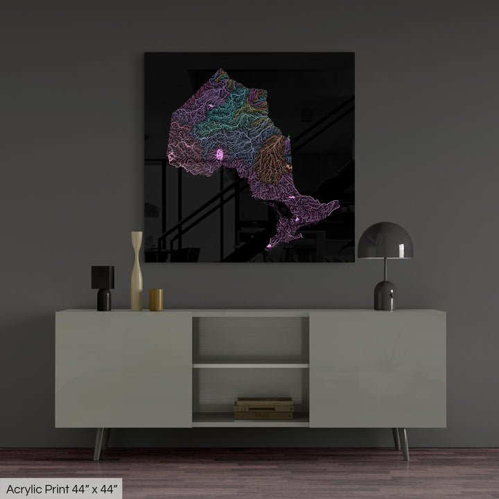 Ontario - River basin map, pastel colours - Wall Art