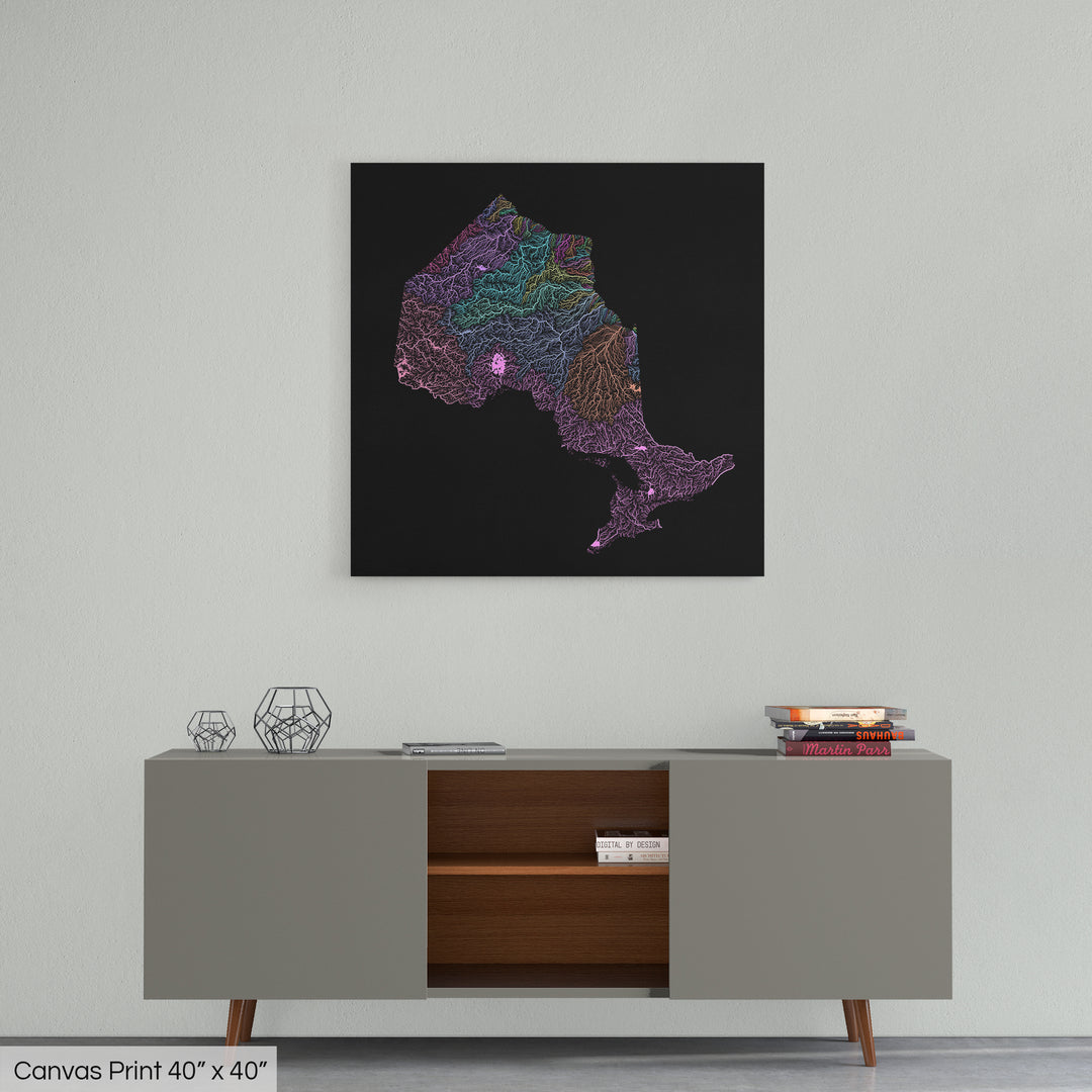 Ontario - River basin map, pastel colours - Wall Art