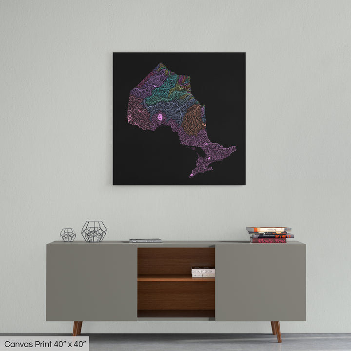 Ontario - River basin map, pastel colours - Wall Art