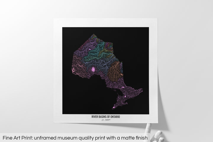 Ontario - River basin map, pastel colours - Wall Art