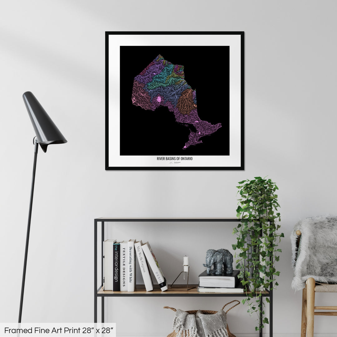 Ontario - River basin map, pastel colours - Wall Art