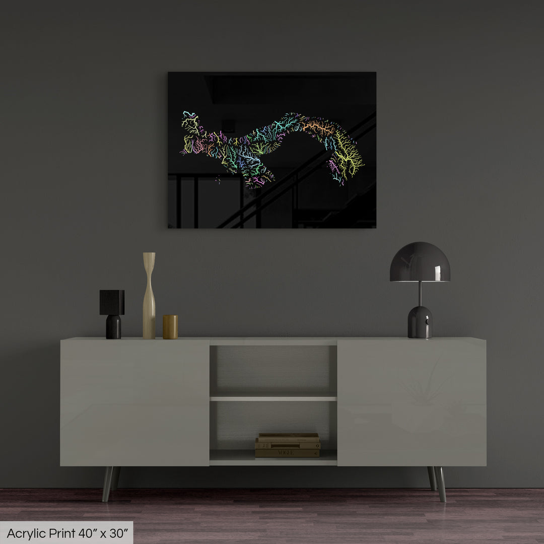 Panama - River basin map, pastel colours - Wall Art