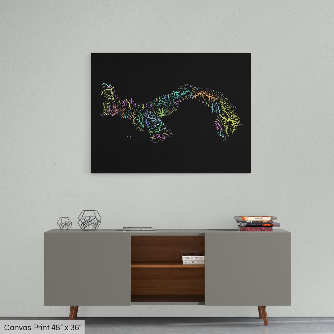 Panama - River basin map, pastel colours - Wall Art