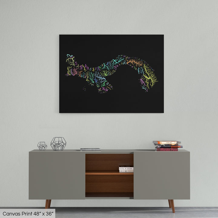 Panama - River basin map, pastel colours - Wall Art
