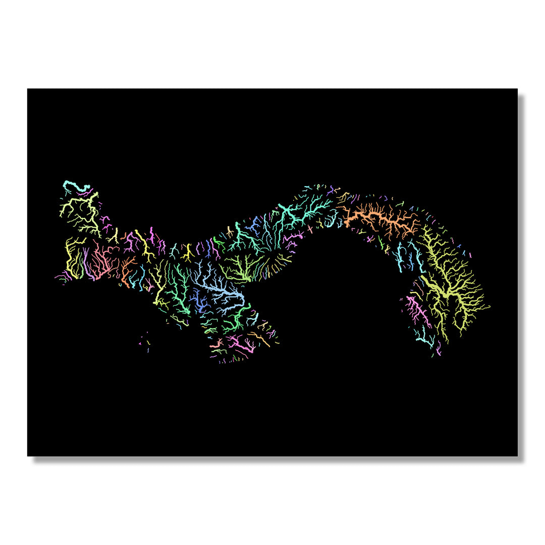 Panama - River basin map, pastel colours - Wall Art