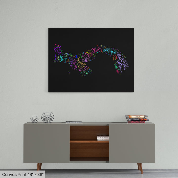 Panama - River basin map, rainbow colours - Wall Art
