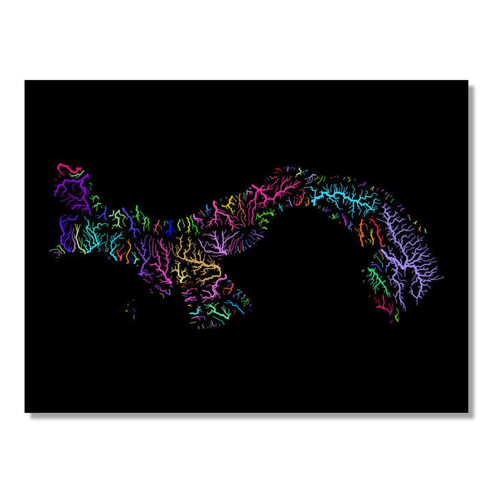 Panama - River basin map, rainbow colours - Wall Art