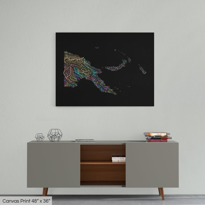 Papua New Guinea - River basin map, pastel colours - Wall Art