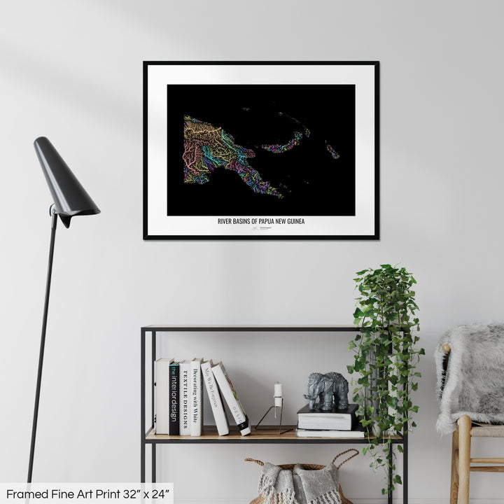 Papua New Guinea - River basin map, pastel colours - Wall Art