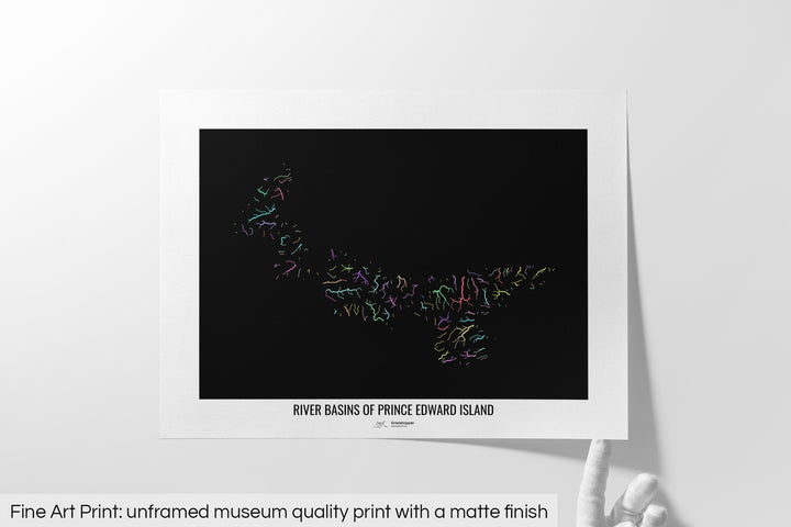 Prince Edward Island - River basin map, pastel colours - Wall Art