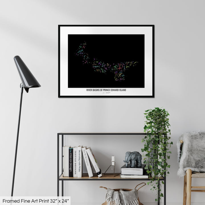 Prince Edward Island - River basin map, pastel colours - Wall Art
