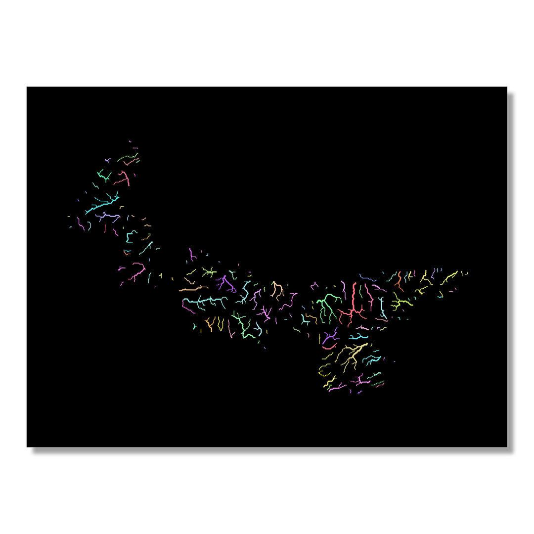 Prince Edward Island - River basin map, pastel colours - Wall Art