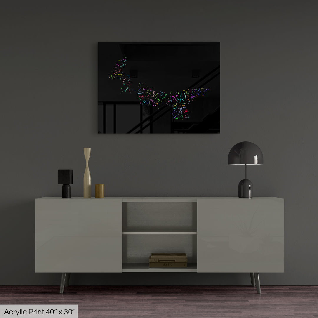 Prince Edward Island - River basin map, rainbow colours - Wall Art