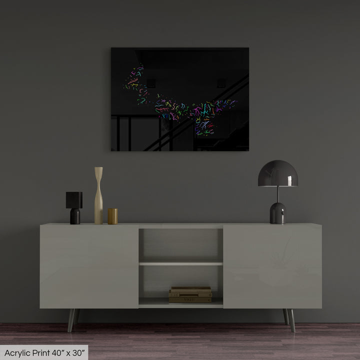 Prince Edward Island - River basin map, rainbow colours - Wall Art