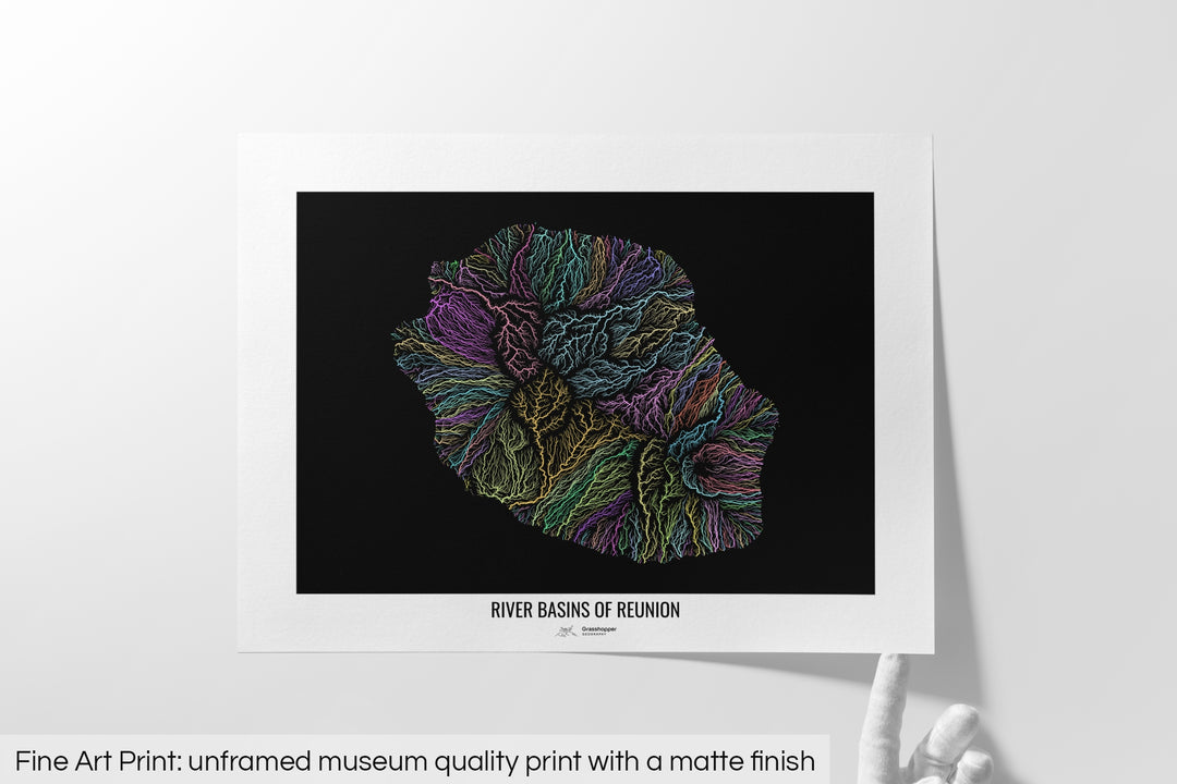 Reunion - River basin map, pastel colours - Wall Art