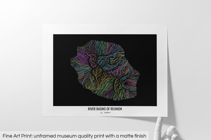 Reunion - River basin map, pastel colours - Wall Art