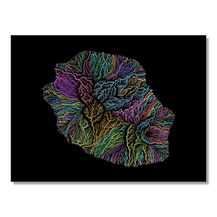 Reunion - River basin map, pastel colours - Wall Art