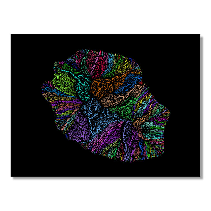 Reunion - River basin map, rainbow colours - Wall Art
