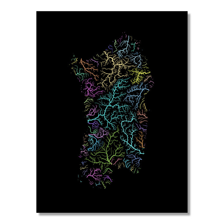 Sardinia - River basin map, pastel colours - Wall Art