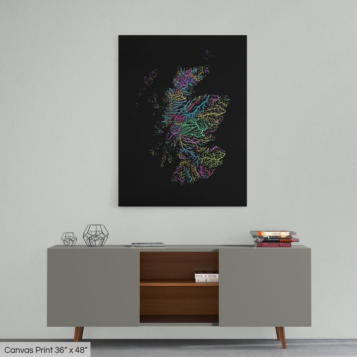 Scotland - River basin map, pastel colours - Wall Art