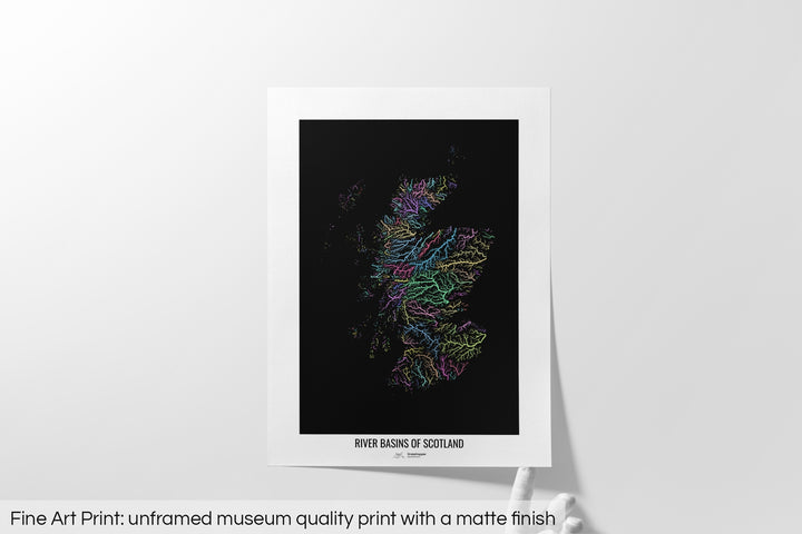 Scotland - River basin map, pastel colours - Wall Art