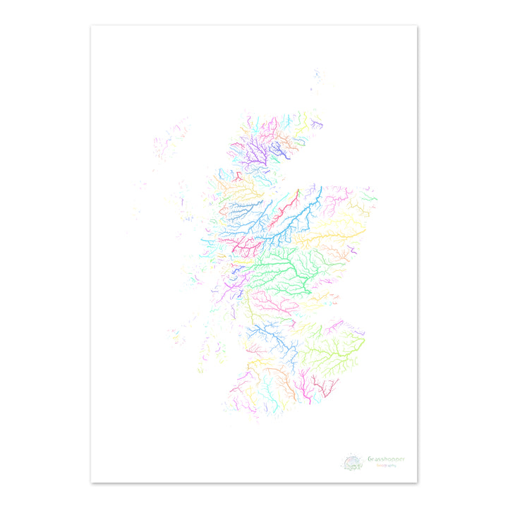 Scotland - River basin map, pastel on white - Fine Art Print