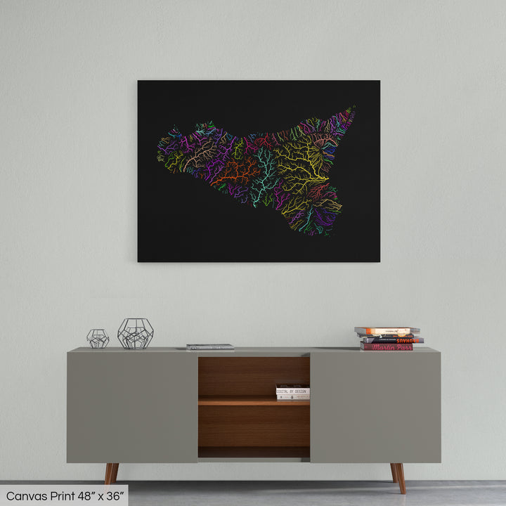 Sicily - River basin map, rainbow colours - Wall Art