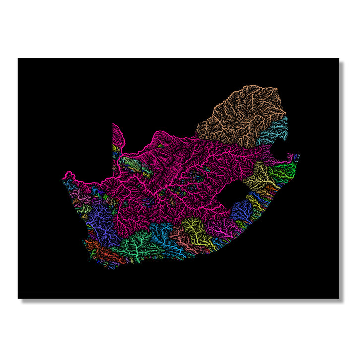 South Africa - River basin map, rainbow colours - Wall Art