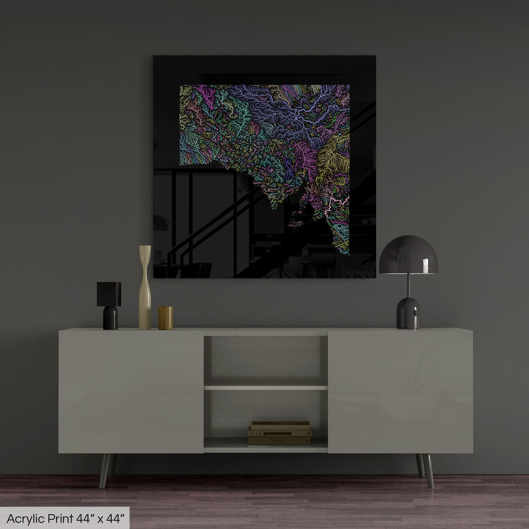 South Australia - River basin map, pastel colours - Wall Art