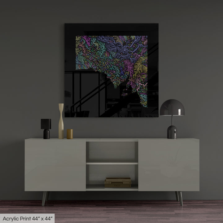 South Australia - River basin map, pastel colours - Wall Art