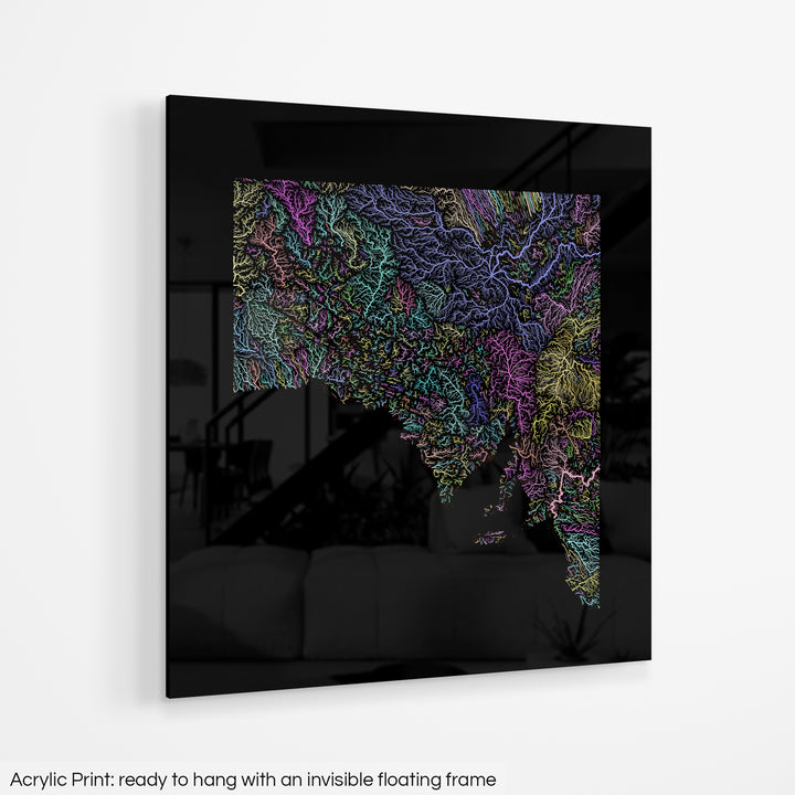 South Australia - River basin map, pastel colours - Wall Art