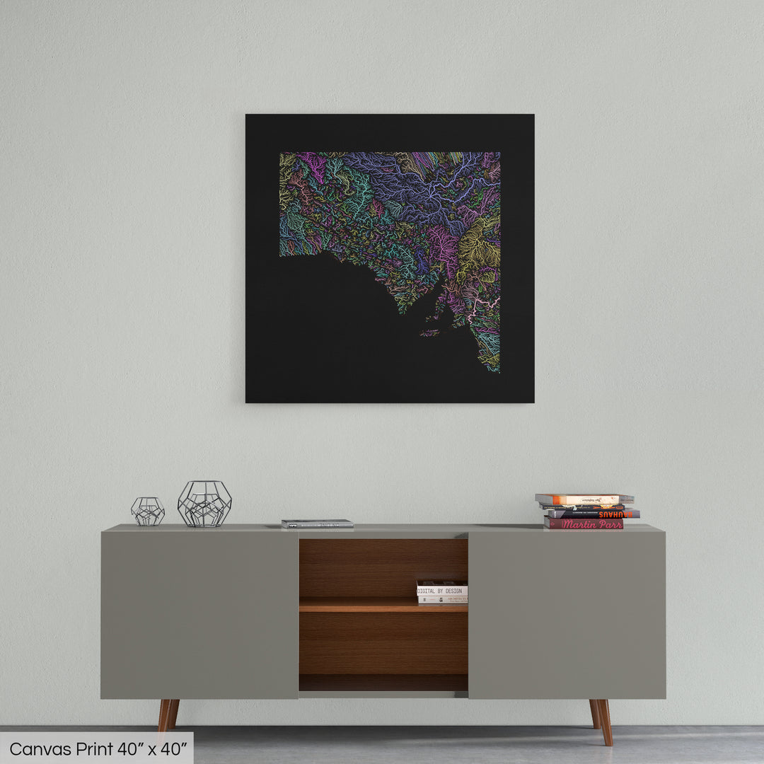 South Australia - River basin map, pastel colours - Wall Art
