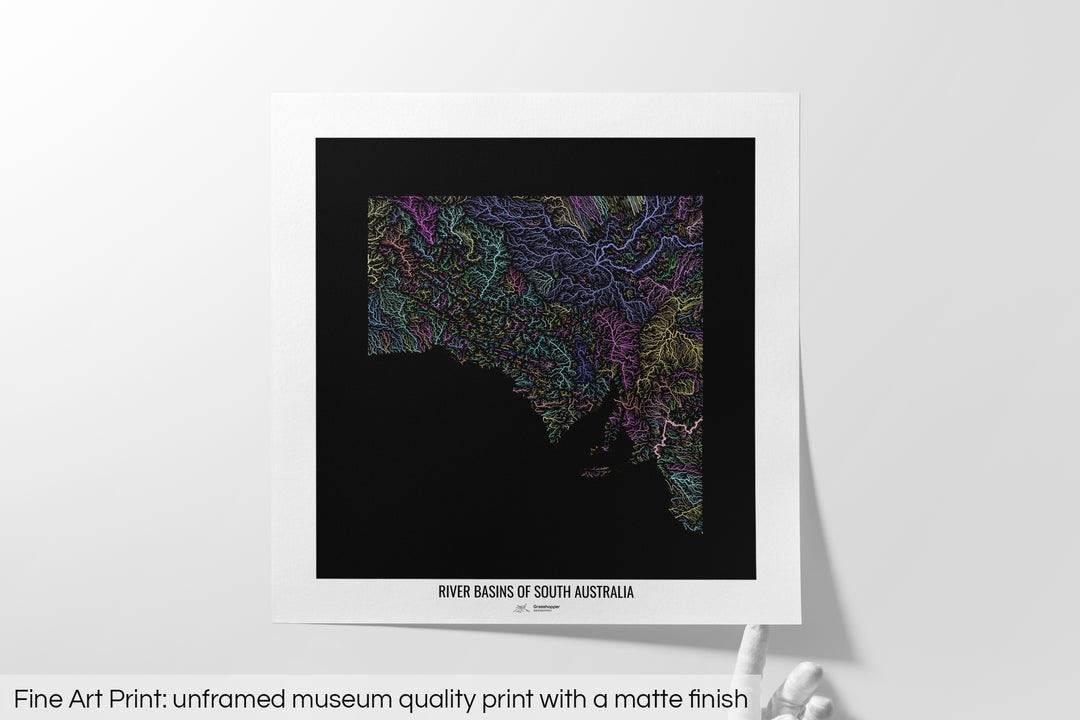 South Australia - River basin map, pastel colours - Wall Art