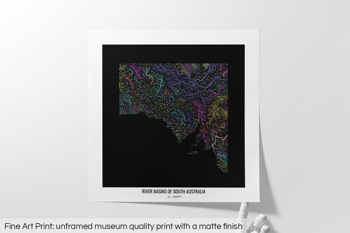 South Australia - River basin map, pastel colours - Wall Art