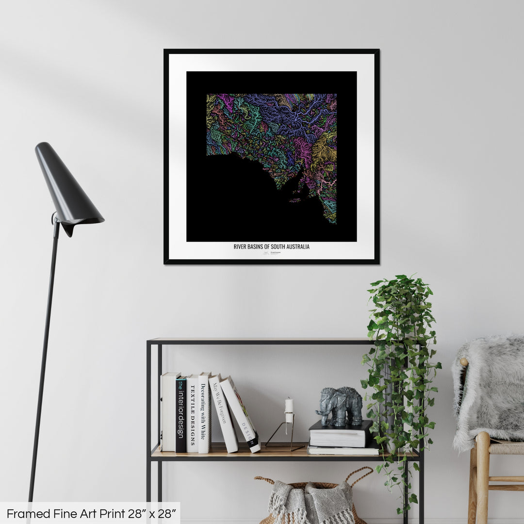 South Australia - River basin map, pastel colours - Wall Art