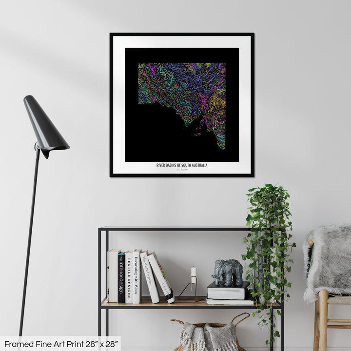 South Australia - River basin map, pastel colours - Wall Art