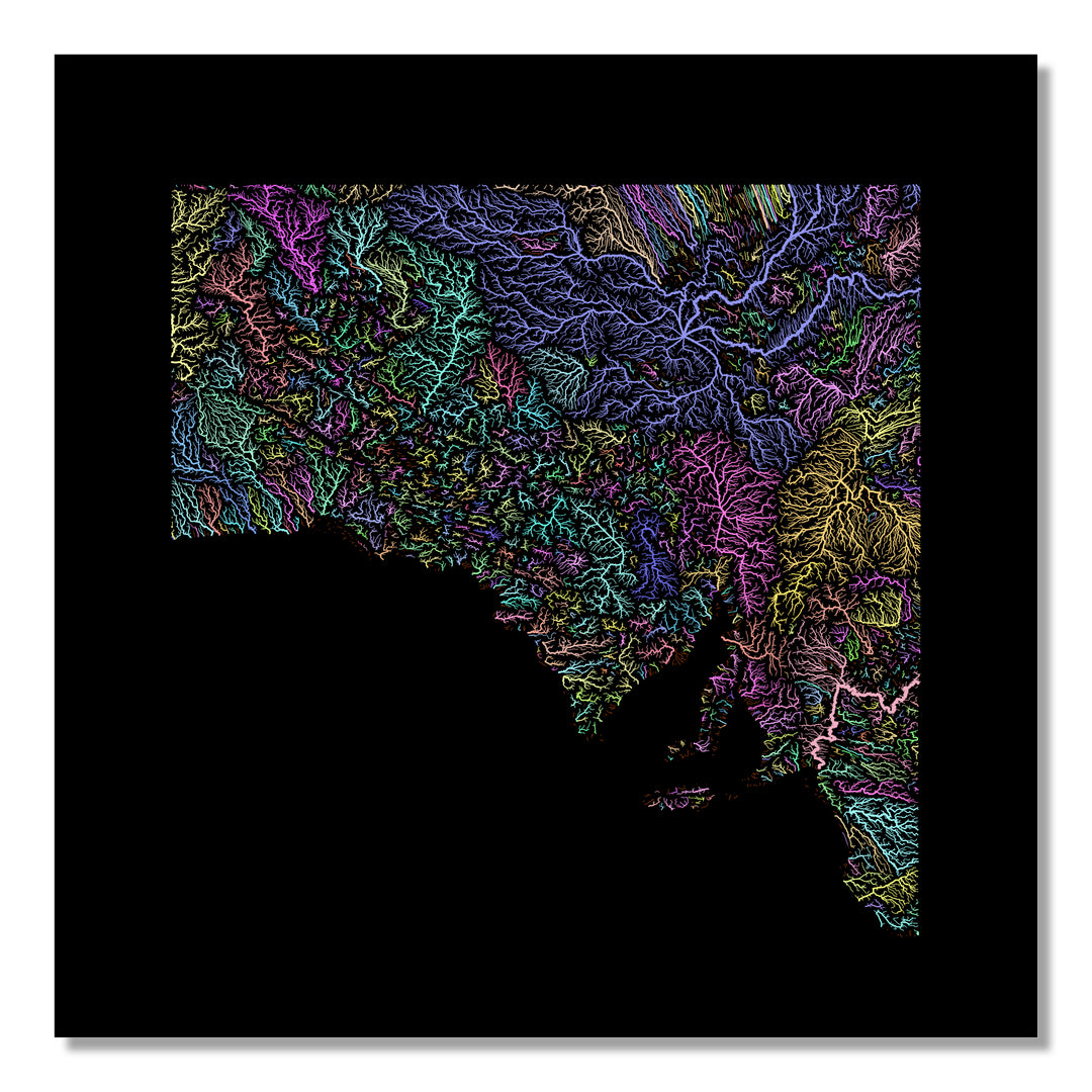 South Australia - River basin map, pastel colours - Wall Art