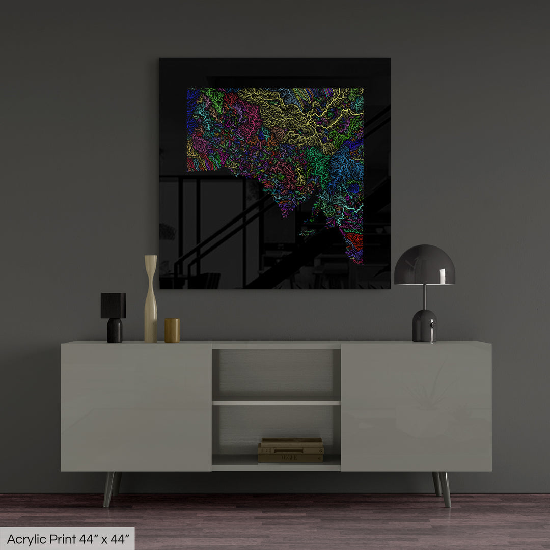 South Australia - River basin map, rainbow colours - Wall Art