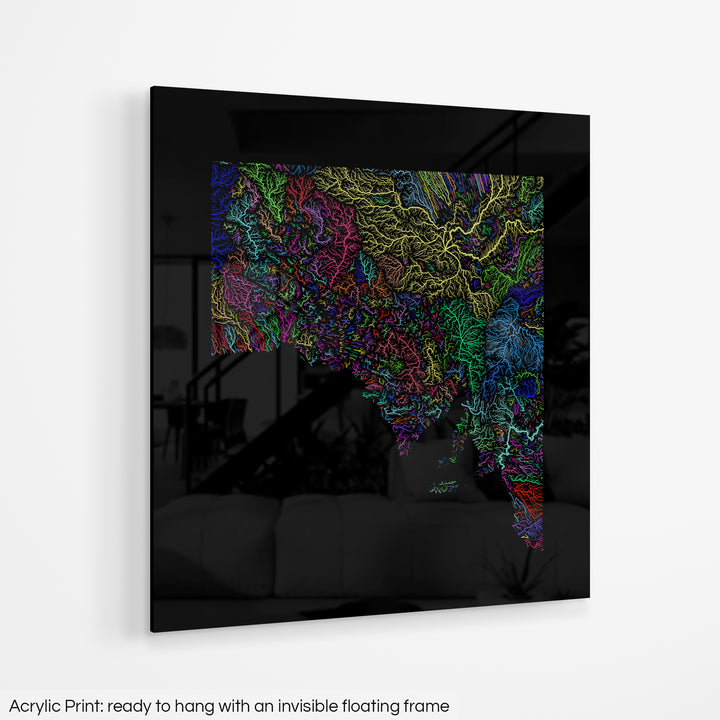 South Australia - River basin map, rainbow colours - Wall Art