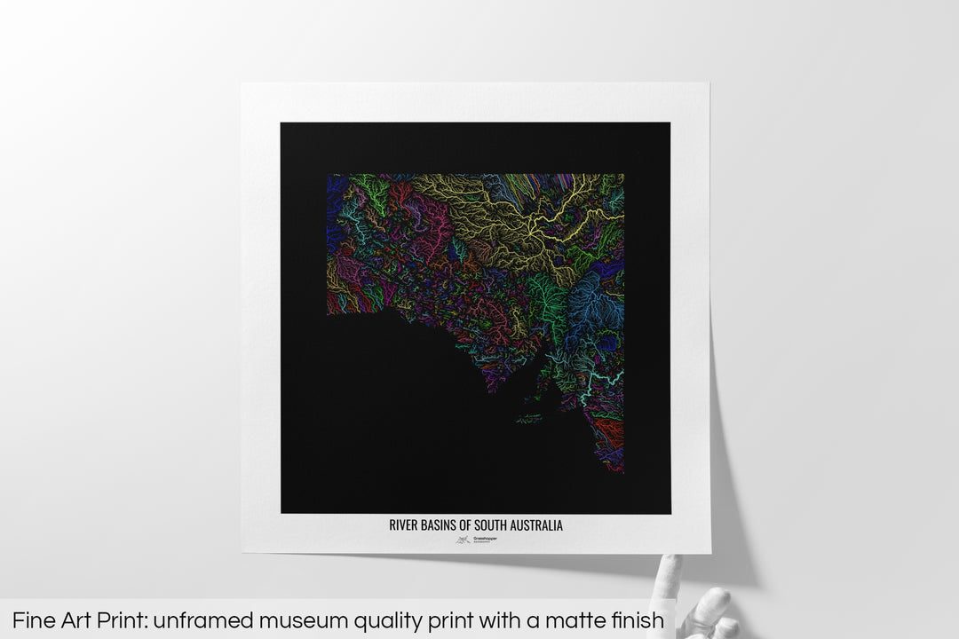 South Australia - River basin map, rainbow colours - Wall Art