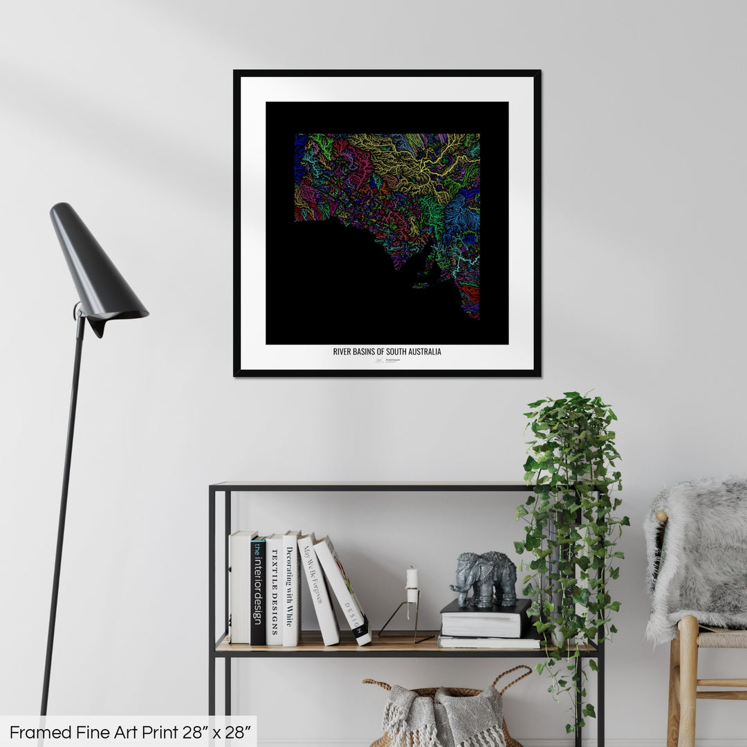 South Australia - River basin map, rainbow colours - Wall Art