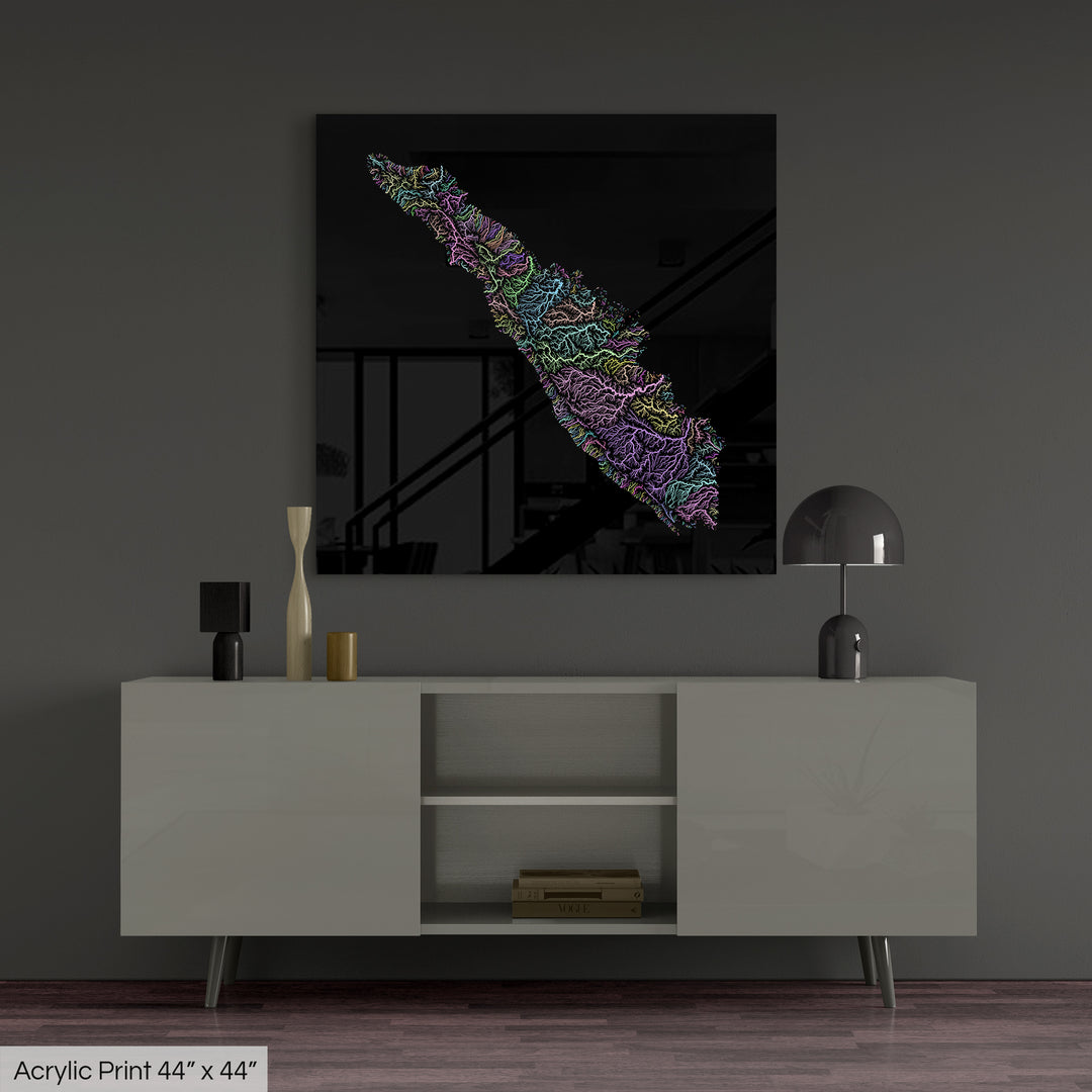 Sumatra - River basin map, pastel colours - Wall Art